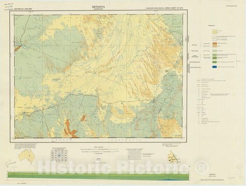 Map : Betoota, Queensland, Australia 1966, Australia 1:250,000 geological series , Antique Vintage Reproduction