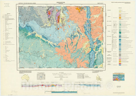 Map : Springsure, Queensland, Australia 1964, Australia 1:250,000 geological series , Antique Vintage Reproduction