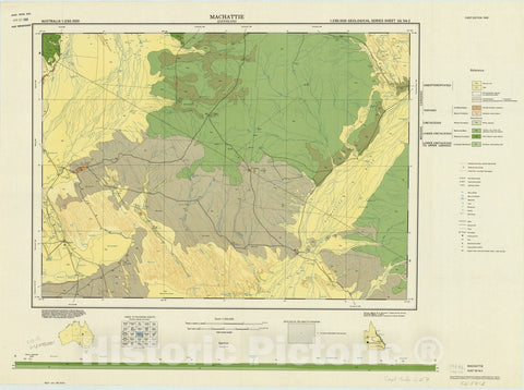 Map : Machattie, Queensland, Australia , Australia 1:250,000 geological series , Antique Vintage Reproduction