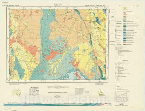 Map : Baralaba, Queensland, Australia 1966, Australia 1:250,000 geological series , Antique Vintage Reproduction