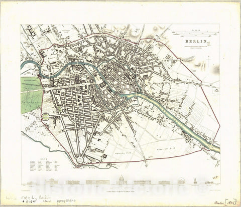 Map : Berlin, Germany 1833, Berlin , Antique Vintage Reproduction