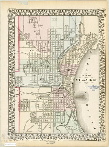 Map : Michigan and Wisconsin 1873 1, County and township map of the states of Michigan and Wisconsin , Antique Vintage Reproduction
