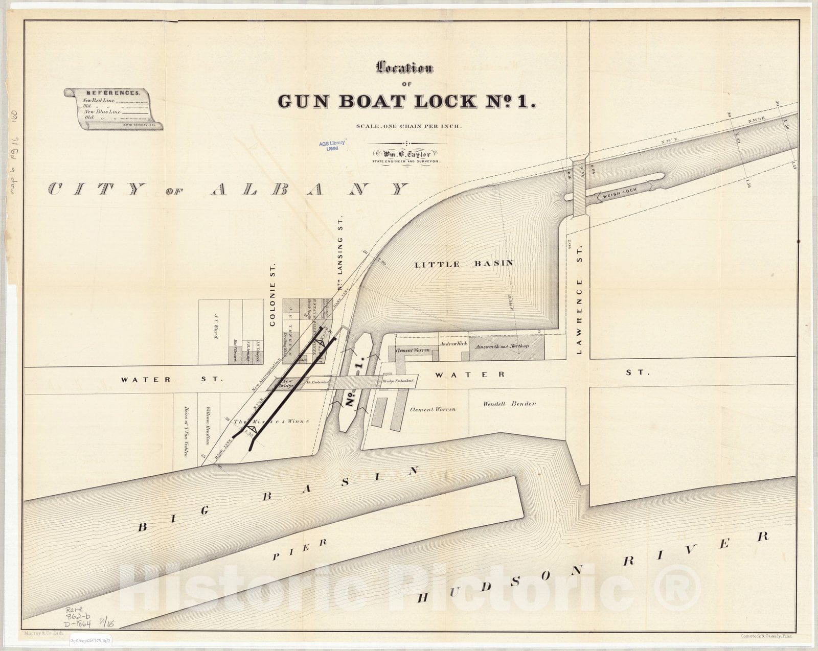 Main Locks Map Map : New York 1864 14, [Maps relating to proposed gunboat locks on Ne ...