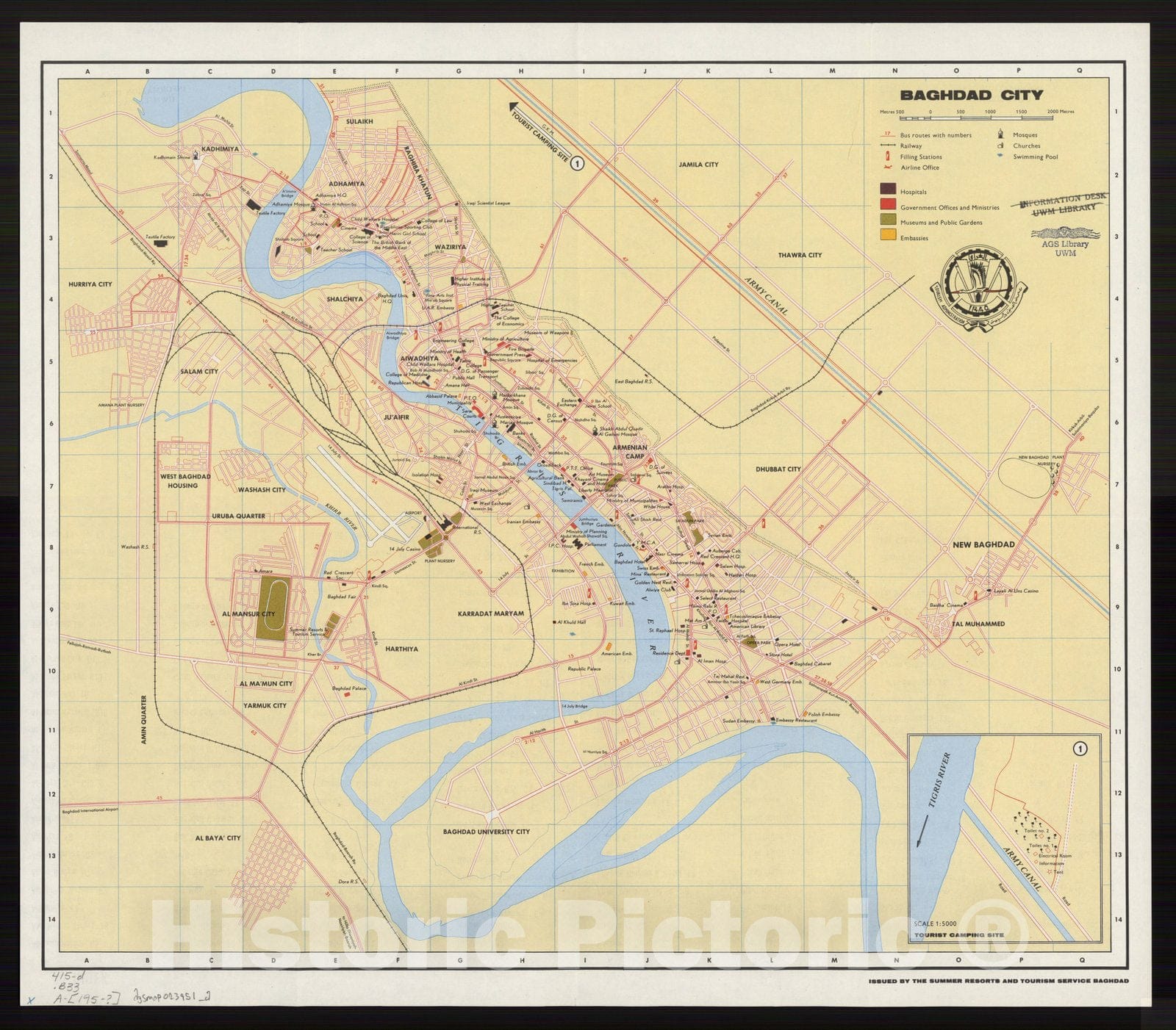Map : Baghdad, Iraq 195-?, Baghdad city , Antique Vintage Reproduction