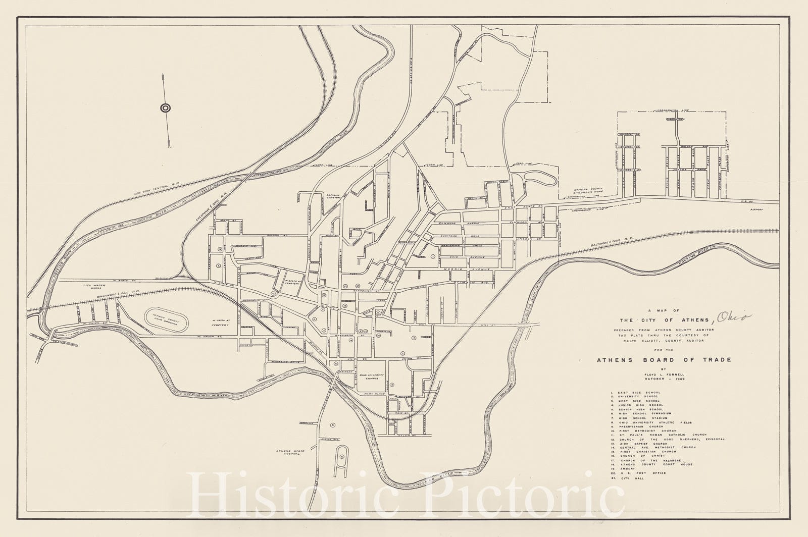 Map Athens, Ohio 1949, A map of the city of Athens, [Ohio] , Antique