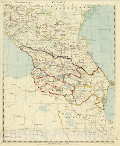 Map : Caucasia 1918, Caucasia , Antique Vintage Reproduction