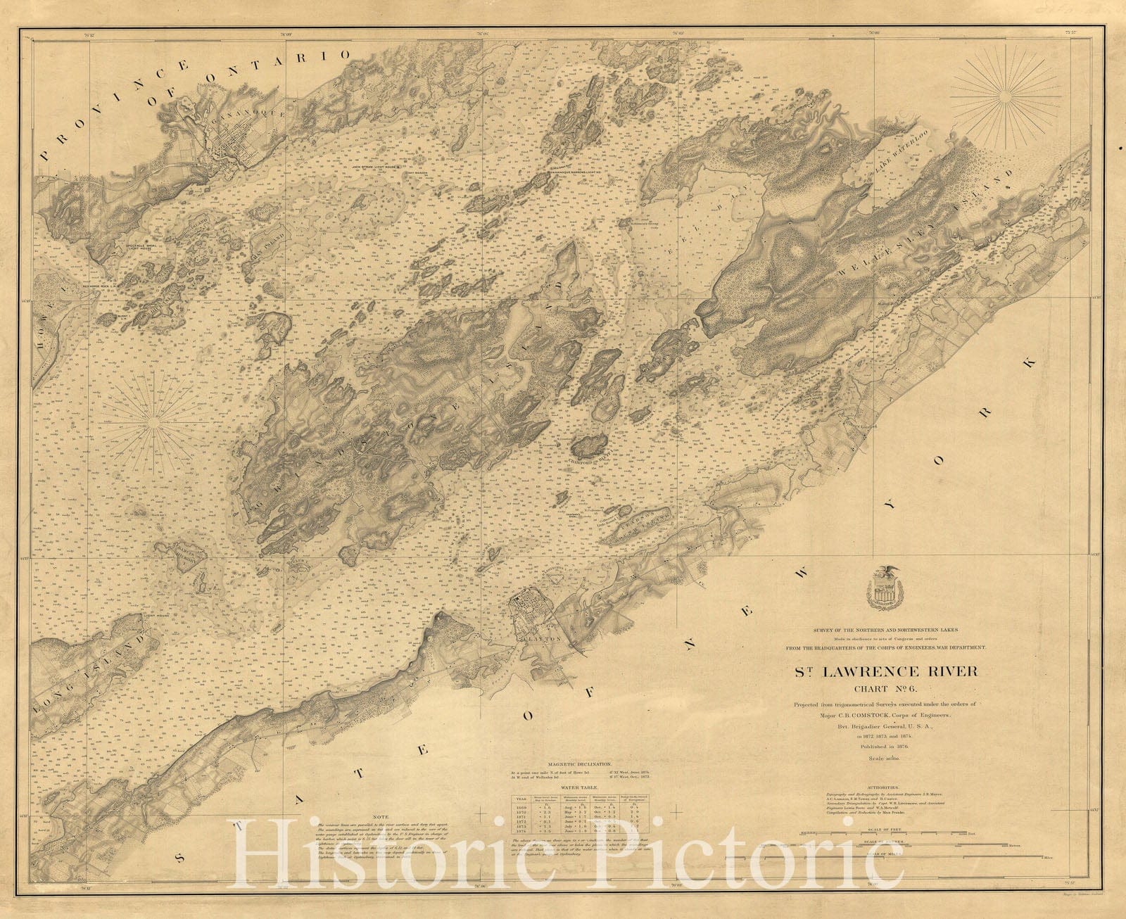 Map : Lake Survey Charts, St. Lawrence River chart no. 6, Antique Vintage Reproduction