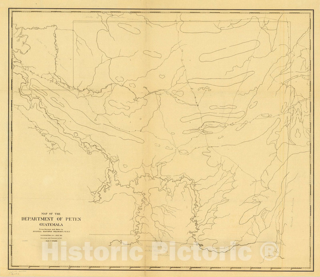 Map : Peten, Guatemala 1913, Map of the Department of Peten, Guatemala , Antique Vintage Reproduction