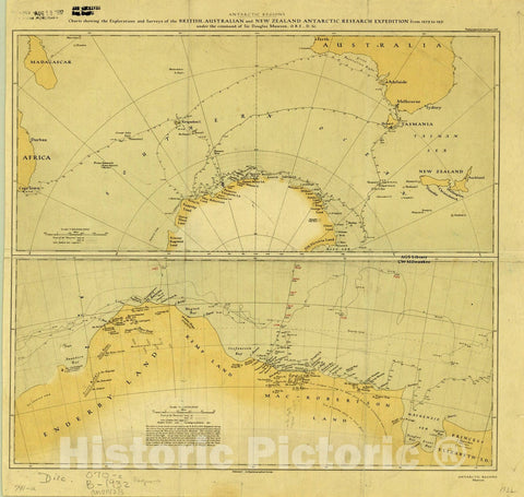 Map : Antarctica 1932, Antique Vintage Reproduction