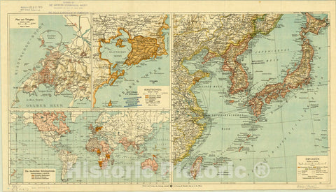 Map : East Asia 1914, [Germany in East Asia] , Antique Vintage Reproduction