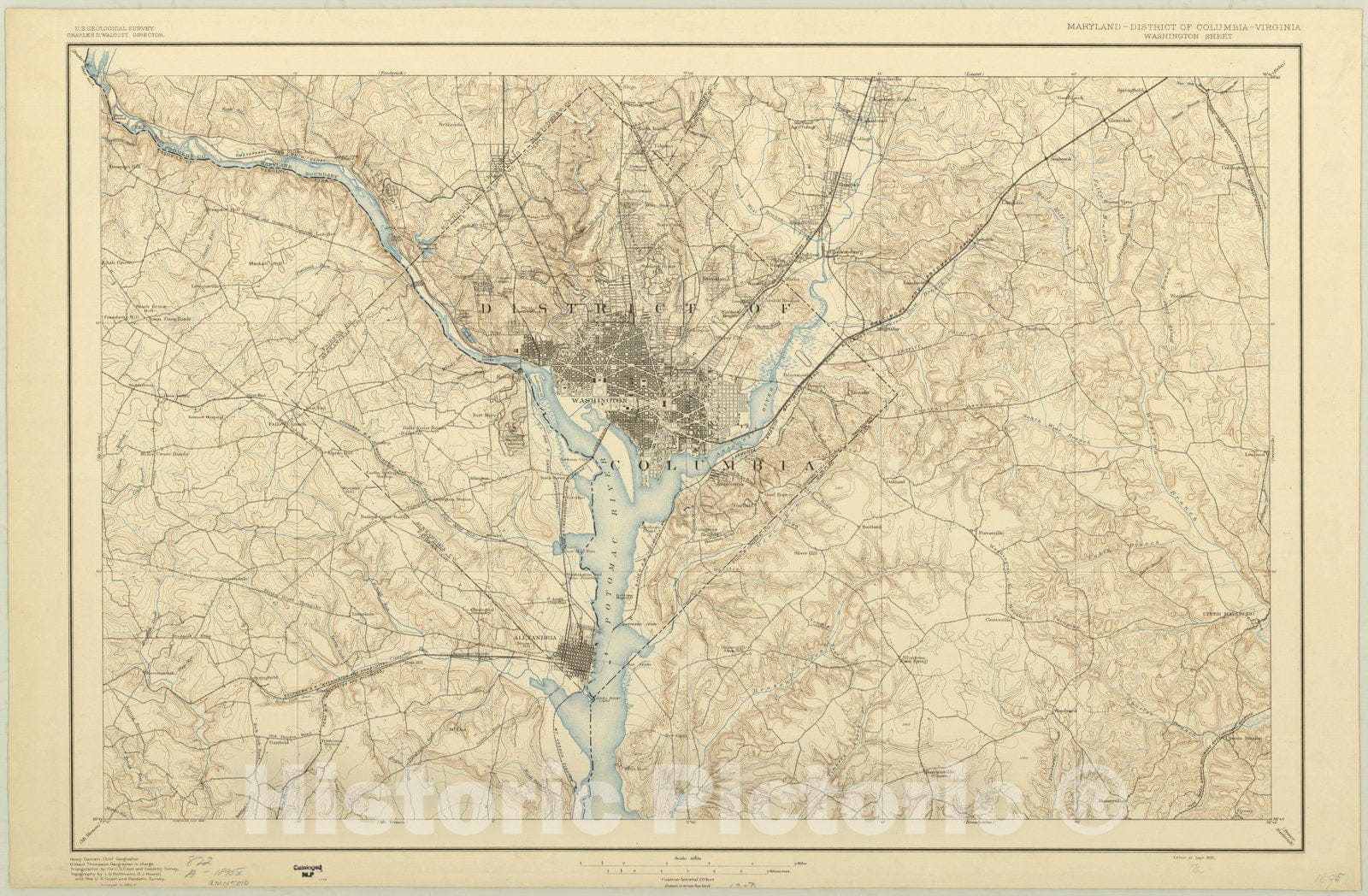 Map : Washington, D.C. 1895, Maryland--District of Columbia--Virginia, Washington sheet , Antique Vintage Reproduction