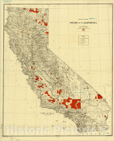 Map : California 1916, State of California : lands designated under the provisions of the Enlarged Homestead Acts , Antique Vintage Reproduction