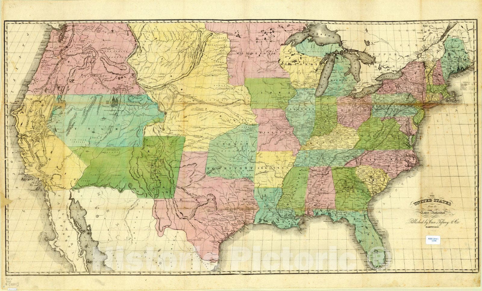 Map : United States 1850, The United States : from the latest authorities, Antique Vintage Reproduction