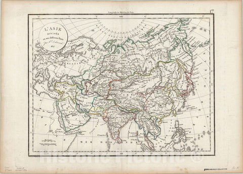 Map : Asia 1827, L'Asie divisee en ses differens Etats, Antique Vintage Reproduction