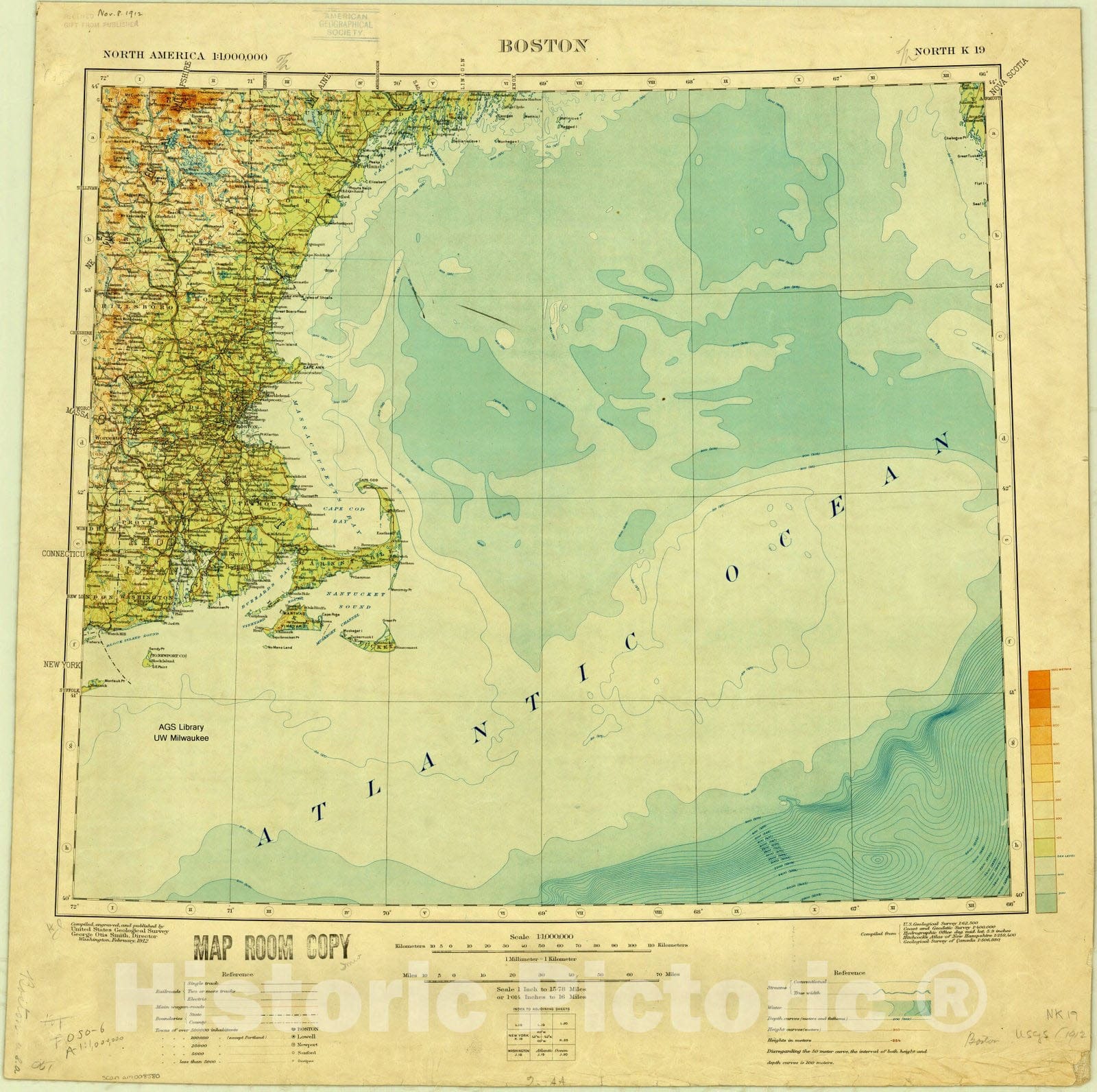 Map : Boston, Massachusetts 1912, Boston , Antique Vintage Reproduction
