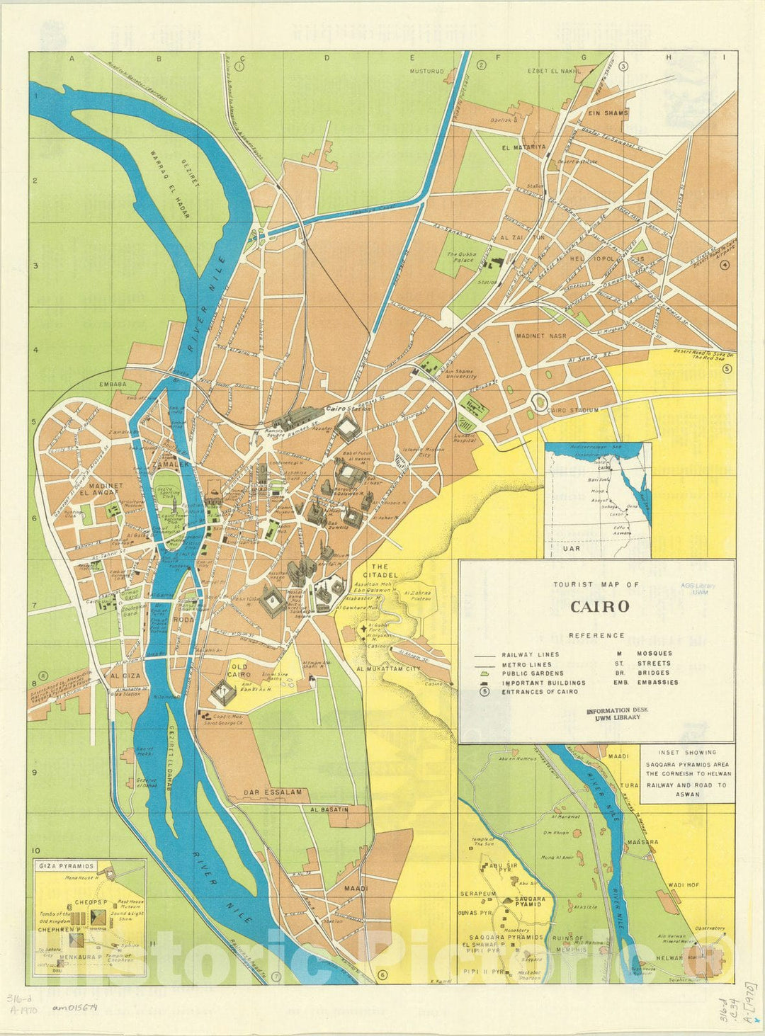 Map : Cairo, Egypt 1970, Tourist map of Cairo , Antique Vintage Reproduction