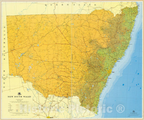 Historic Map : New South Wales, Australia 1983, New South Wales, including Australian Capital Territory, excluding Lord Howe Island, scale 1:1 000 000., Antique Vintage Reproduction