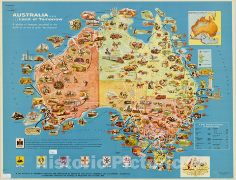 Map : Australia 1964, Australia - land of tomorrow : a nation of immense potential in the midst of an era of great development , Antique Vintage Reproduction