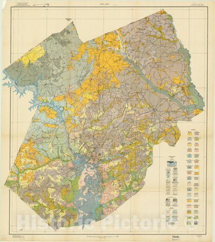 Map : Kershaw County, South Carolina 1919, Soil map, South Carolina, Kershaw County sheet , Antique Vintage Reproduction
