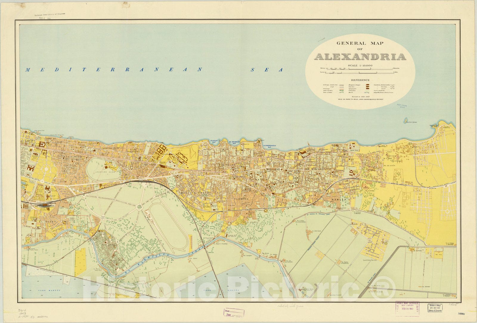 Map : Alexandria, Egypt 1934 1, General map of Alexandria, Antique Vin ...