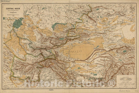 Map : Central Asia 1880, Central-Asien : nach den neuesten Quellen bearbeitet , Antique Vintage Reproduction