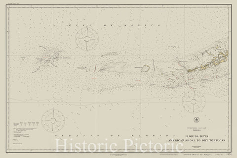 Map : Dry Tortugas (Florida) 1922, United States - Gulf Coast : Florida, Florida Keys, American Shoal to Dry Tortugas , Antique Vintage Reproduction