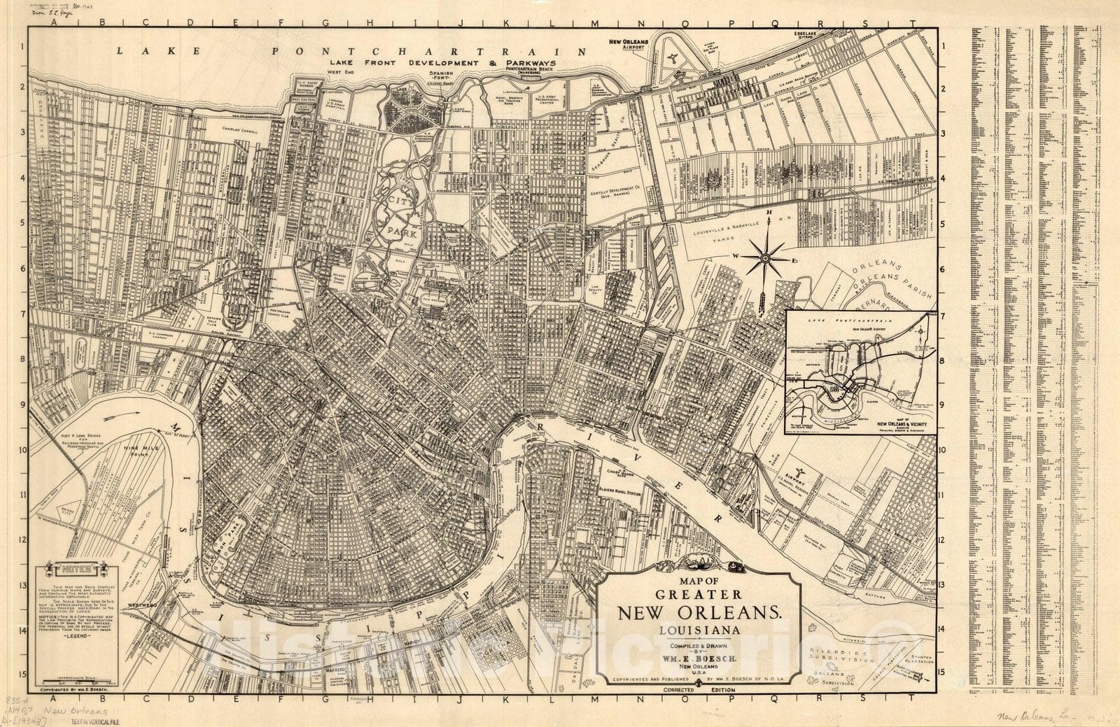 Map : New Orleans, Louisiana 1934, Map of greater New Orleans, Louisia -  Historic Pictoric