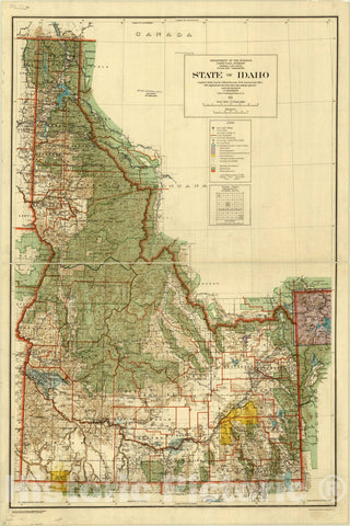 Map : Idaho 1921, State of Idaho : 1921 , Antique Vintage Reproduction
