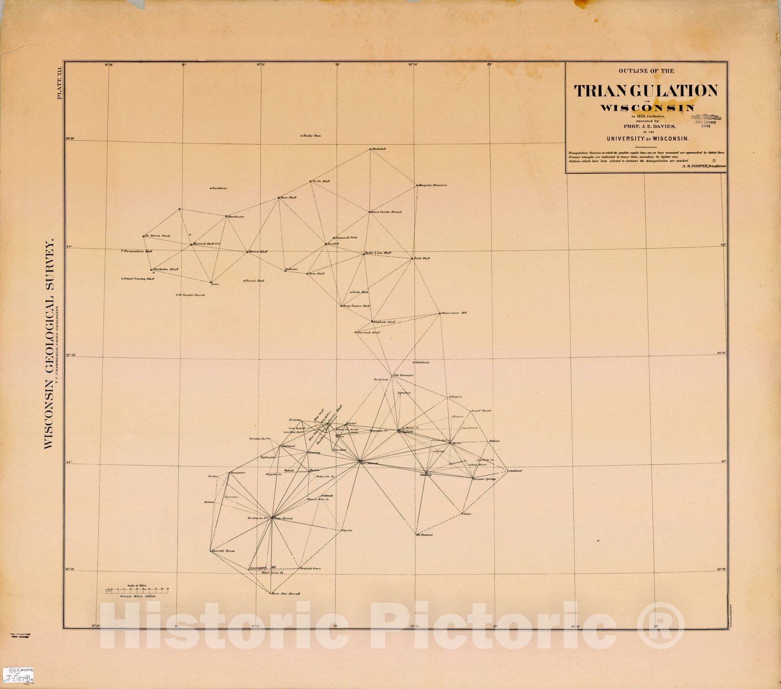 Map : Wisconsin 1879, Outline of the triangulation of Wisconsin to 187 ...