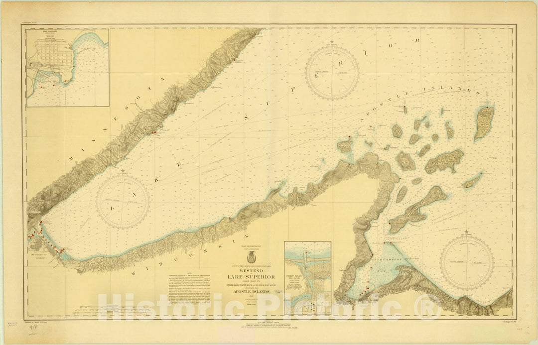Map : Lake Superior 1935, West end of Lake Superior coast chart no. 6, Little Girl Point, Mich. to Beaver Bay, Minn. including the Apostle Islands