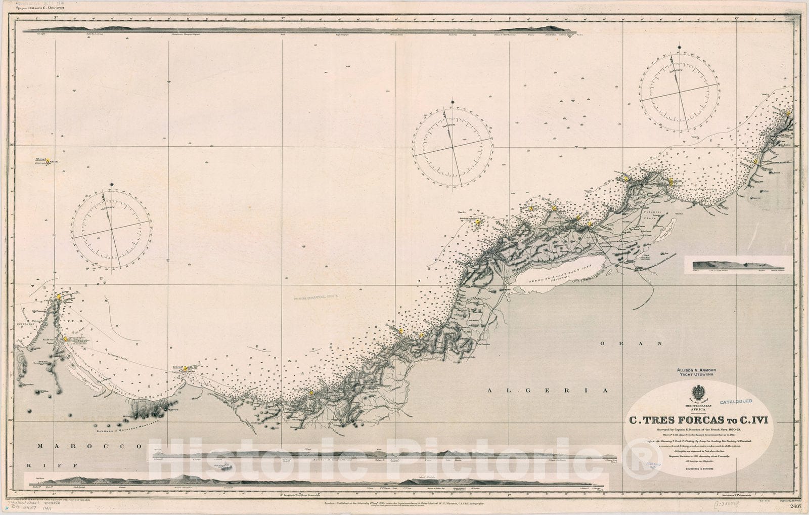 Map : Mediterranean Africa 1911, Mediterranean Africa, C. Tres Forcas ...