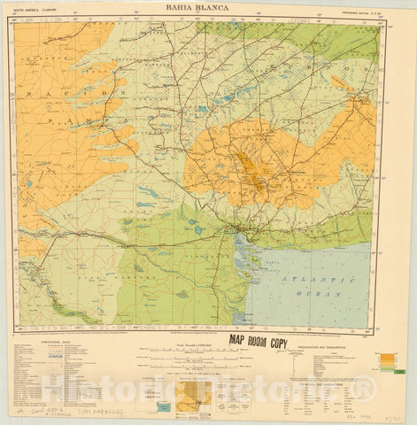 Map : Bahia Blanca, Argentina 1934, Map of Hispanic America, Antique Vintage Reproduction