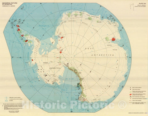 Map : Antarctic map folio series Geomorphic Features of Antarctica , Antarctic map folio series , Antique Vintage Reproduction