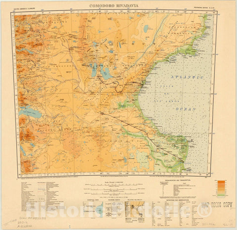 Map : Comodoro Rivadavia, Argentina 1932 2, Map of Hispanic America, Antique Vintage Reproduction