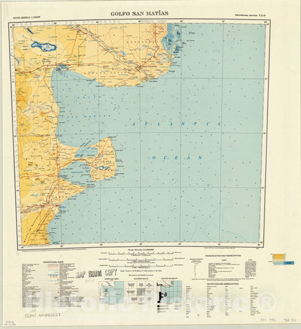 Map : Golfo San Mateas, Argentina 1956, Map of Hispanic America, Antique Vintage Reproduction