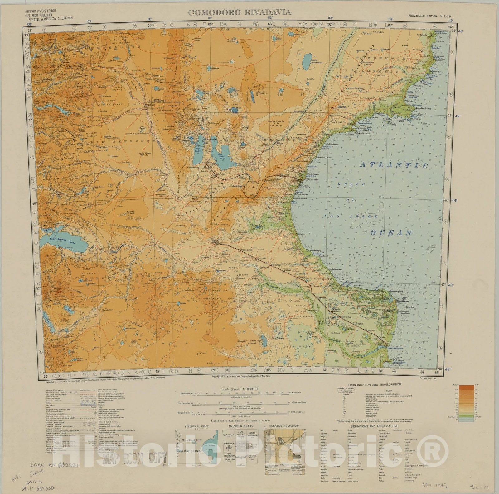 Map : Comodoro Rivadavia, Argentina 1932 1, Map of Hispanic America, Antique Vintage Reproduction