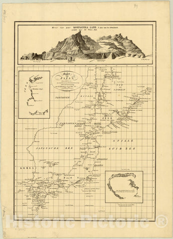 Map : Japan 1829, Kaart van Japan : behoorende tot de, door het Provinciaal Utrechtsch Genootschap bekroonde verhandeling, Antique Vintage Reproduction