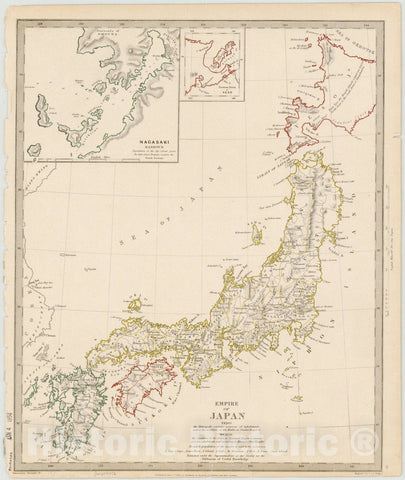 Map : Japan 1835, Empire of Japan , Antique Vintage Reproduction