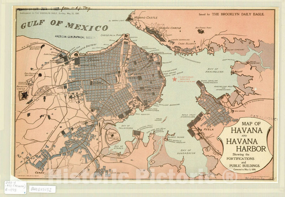 Map : Havana, Cuba 1898, Map of Havana and Havana Harbor, showing 