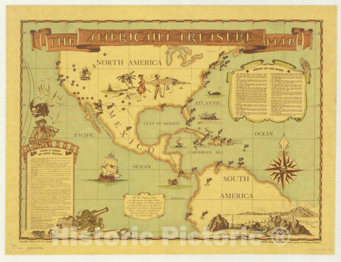 Map : America 1952, The Americana treasure map , Antique Vintage Reproduction