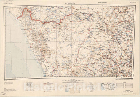 Map : Warmbaths, South Africa 1951, Warmbad Southwest Africa , Antique Vintage Reproduction