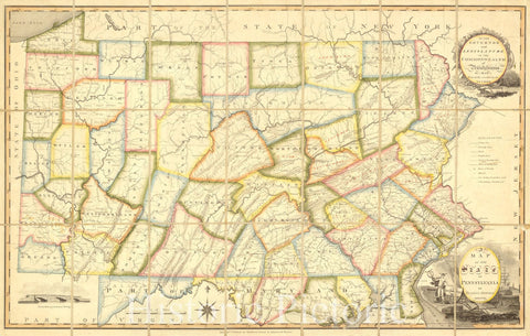Map : Pennsylvania 1811, A map of the state of Pennsylvania , Antique Vintage Reproduction