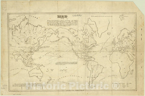 Map : World map 1845, Map of the position of our continent as compared with Europe and Africa on one side, and Asia on the other, placing us in the centre
