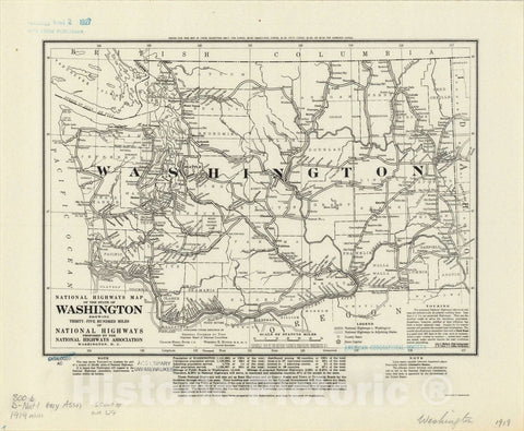 Map : Washington 1919 2, National highways map of the state of Washington: showing thirty-five hundred miles of national highways, Antique Vintage Reproduction