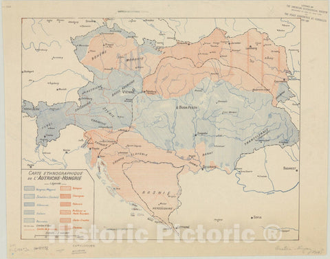 Map : Austria 1918, Carte ethnographique de l'Autriche-Hongrie, Antique Vintage Reproduction