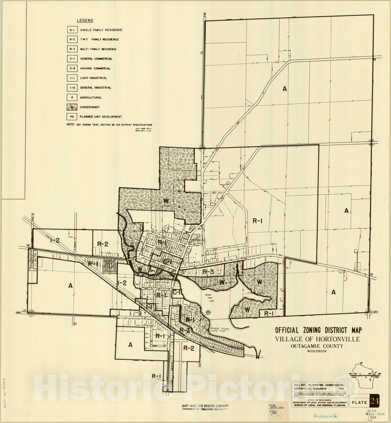 Map Hortonville, Outagamie Couty, Wisconsin 1971, Official zoning di