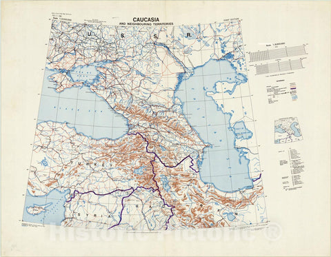 Map : Caucasia 1942, Caucasia and neighbouring territories, Antique Vintage Reproduction
