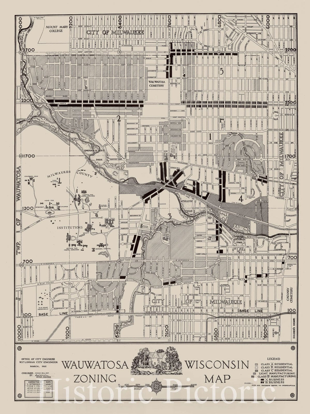 Map : Wauwatosa, Wisconsin 1941, Wauwatosa, Wisconsin zoning map , Ant ...