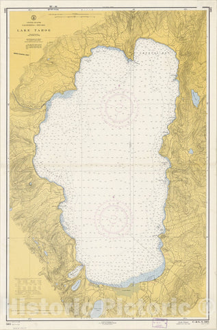 Map : California--Nevada, Lake Tahoe 1959, United States, California--Nevada, Lake Tahoe , Antique Vintage Reproduction