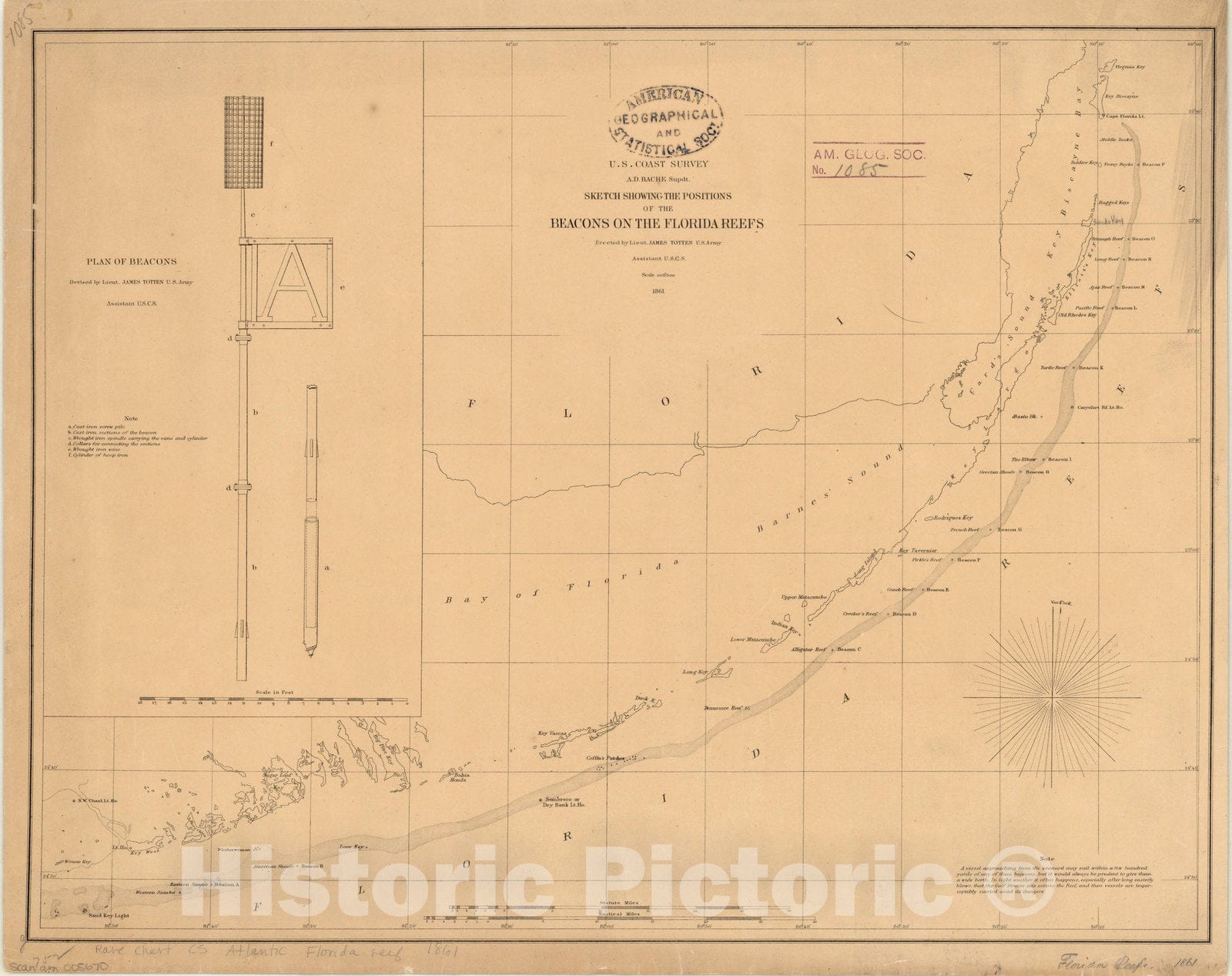 Map : Florida 1861, Sketch showing the positions of the beacons on the ...